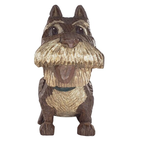 Arthur Shoemaker Dog Terrier Wood Carved Miniature Animal Folk Art Vintage 1972 - Picture 2 of 8
